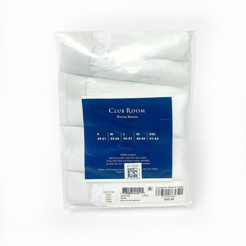 4-Pack Club Room 100% Cotton Tag-Less Woven Boxers Size Large - Picture 3 of 8